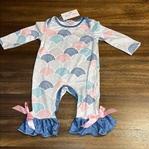 New Pete +Lucy Rainbow Patterned baby One Piece  3-6m
